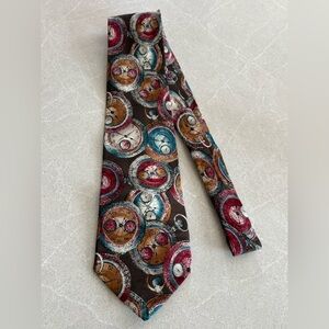X’Andrini 100% Italian Silk Hadmade USA Multicolor Clock Pattern Tie Time Piece